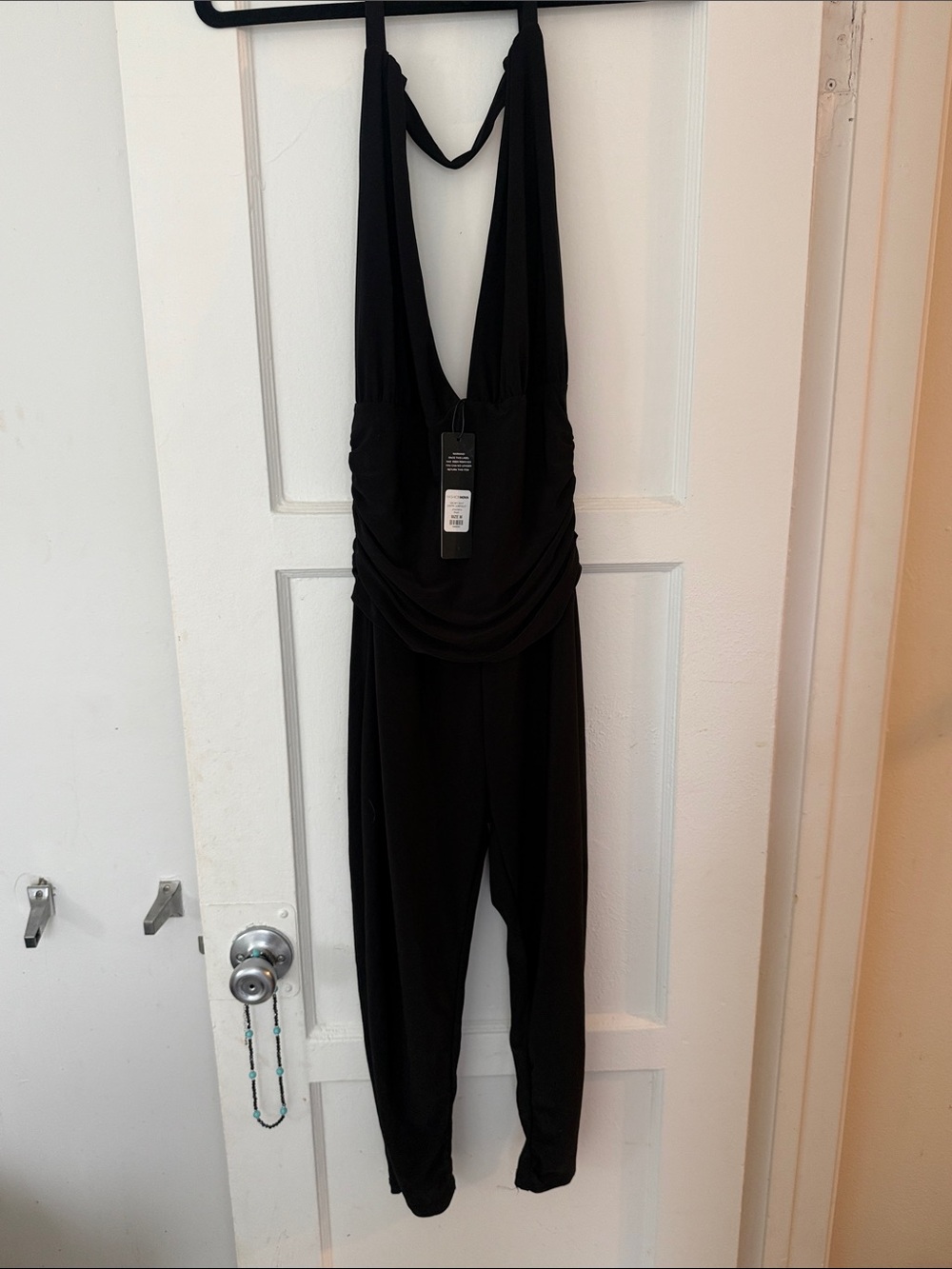 Fashion Nova Black Deep V Halter Jumpsuit